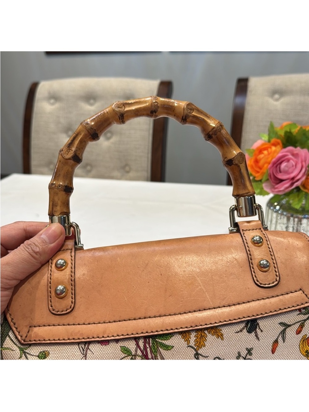 Authentic Gucci Flora Bamboo Top-Handle bag - Picture 7 of 12